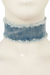 Denim Frayed Choker Necklace